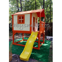 Будиночок дитячий дерев'яний з гіркою великий